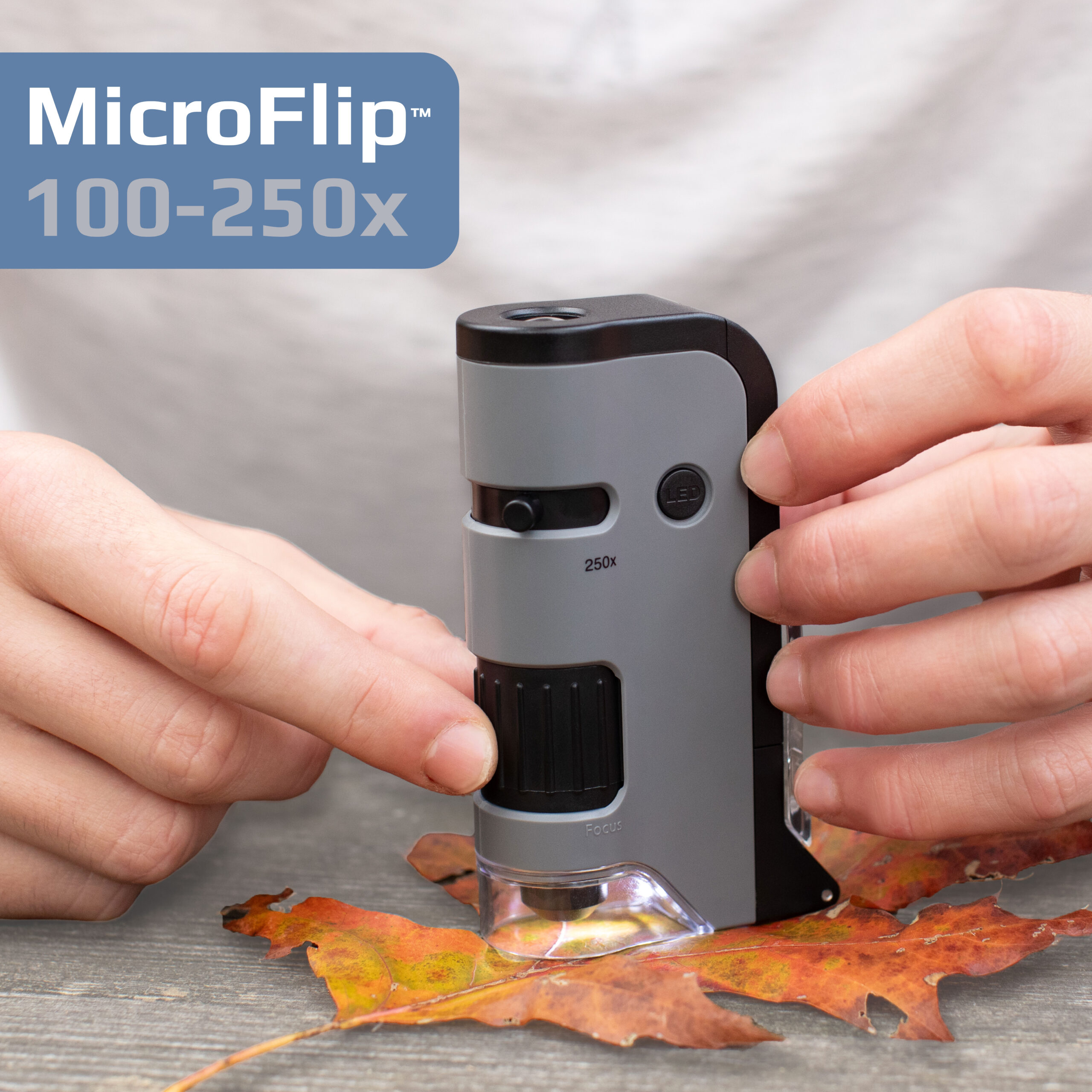 Carson MicroFlip MP-250 100x-250x pocket microscope with phone clip